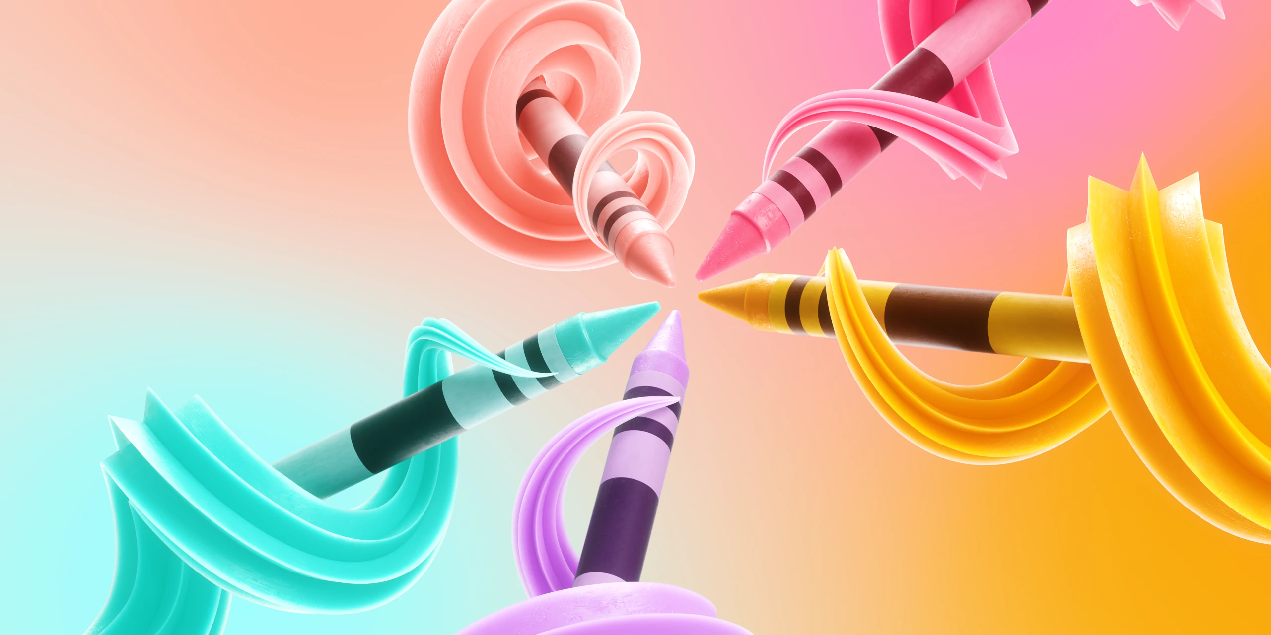 3D render of crayons