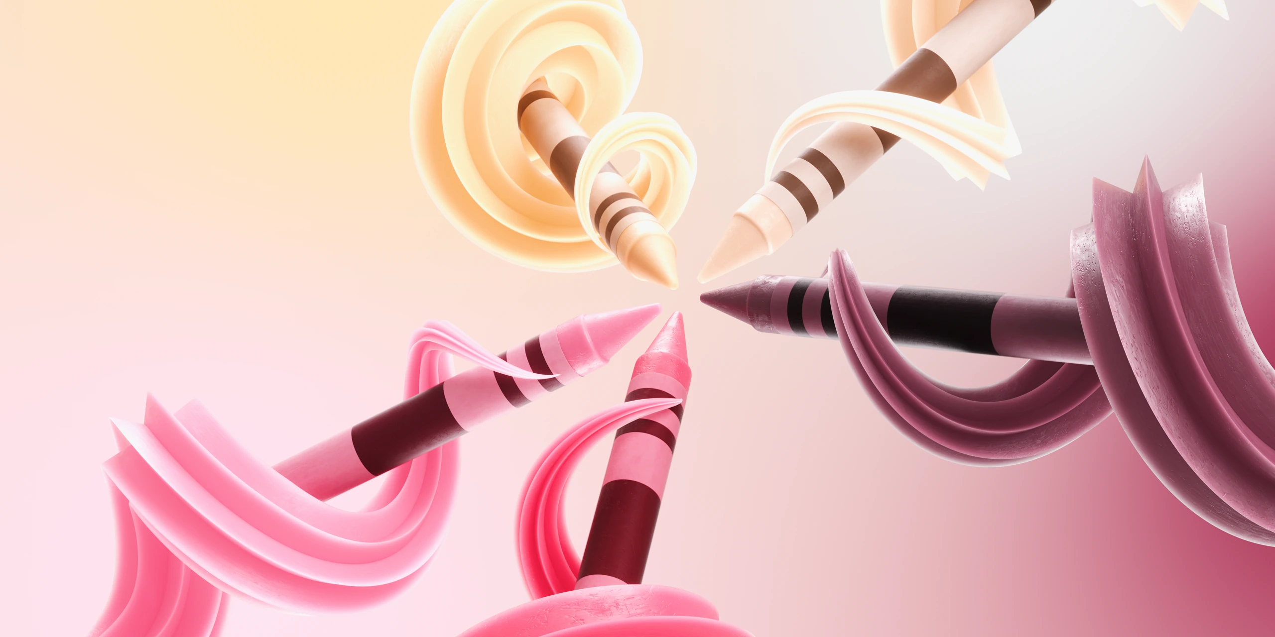 3D render of crayons