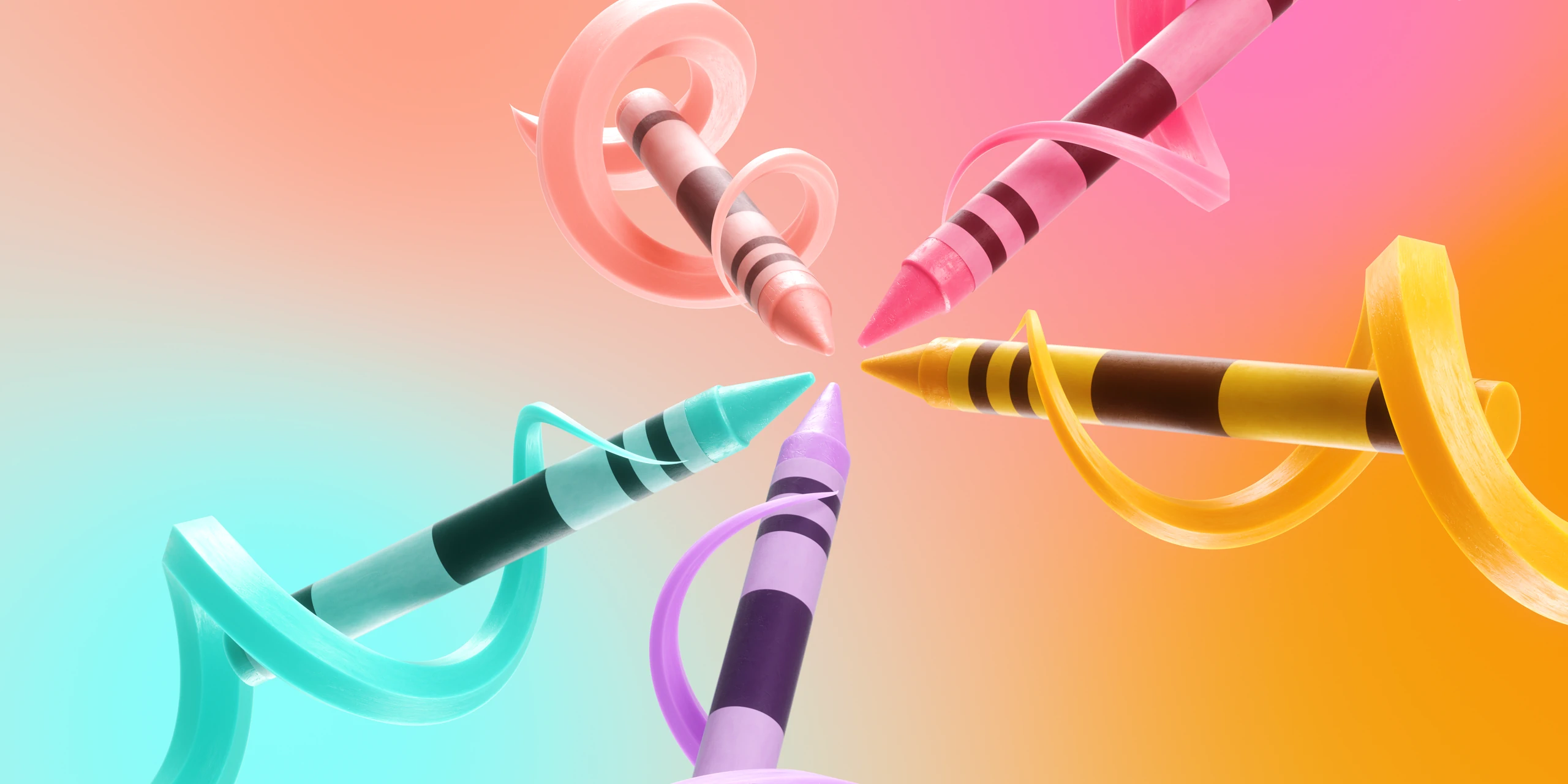 3D render of crayons