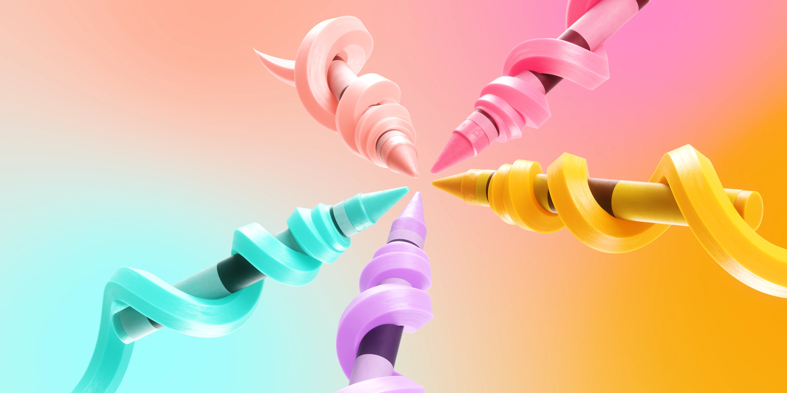 3D render of crayons