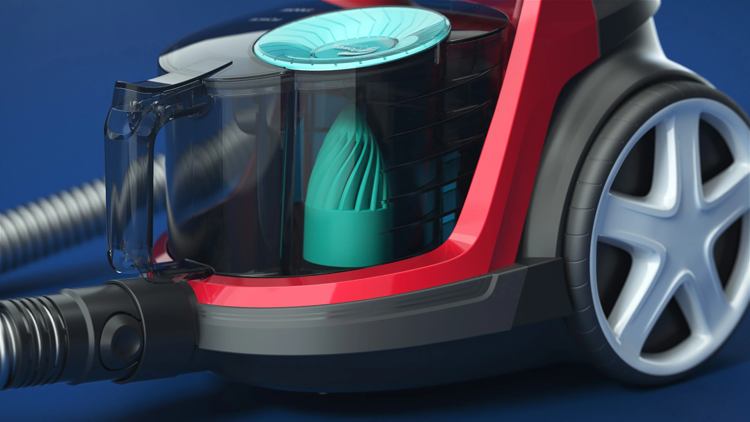 3D render of a Philips PowerCyclone vacuum cleaner