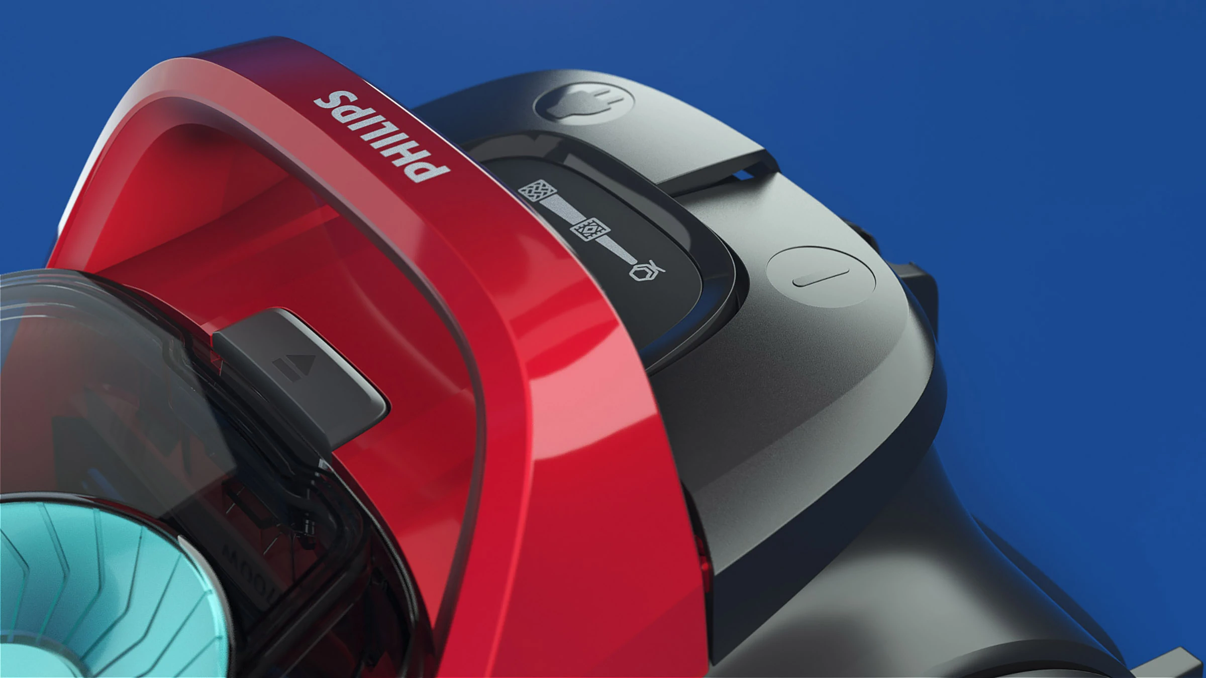 3D render of a Philips PowerCyclone vacuum cleaner