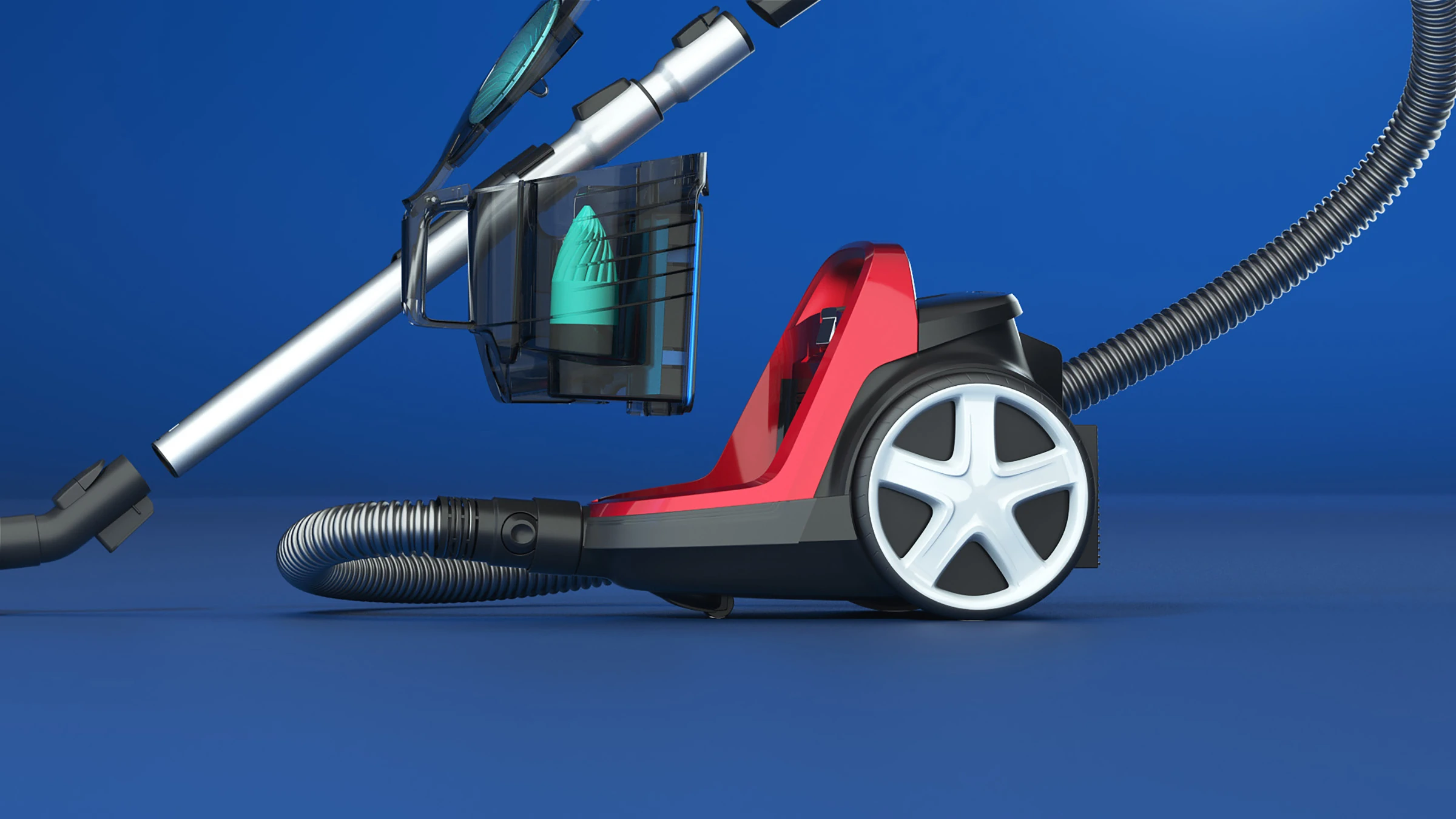 3D render of a Philips PowerCyclone vacuum cleaner