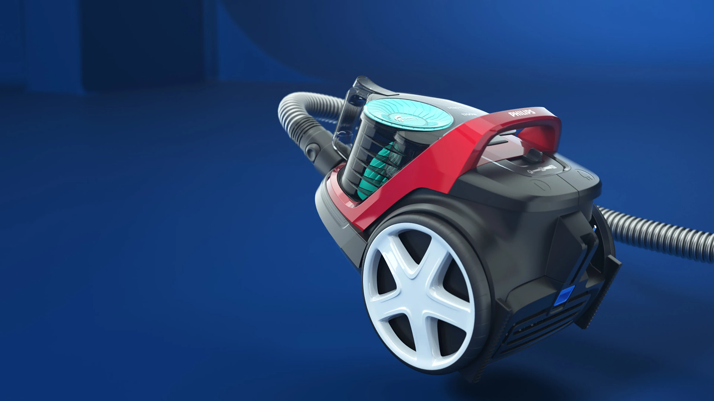 3D render of a Philips PowerCyclone vacuum cleaner