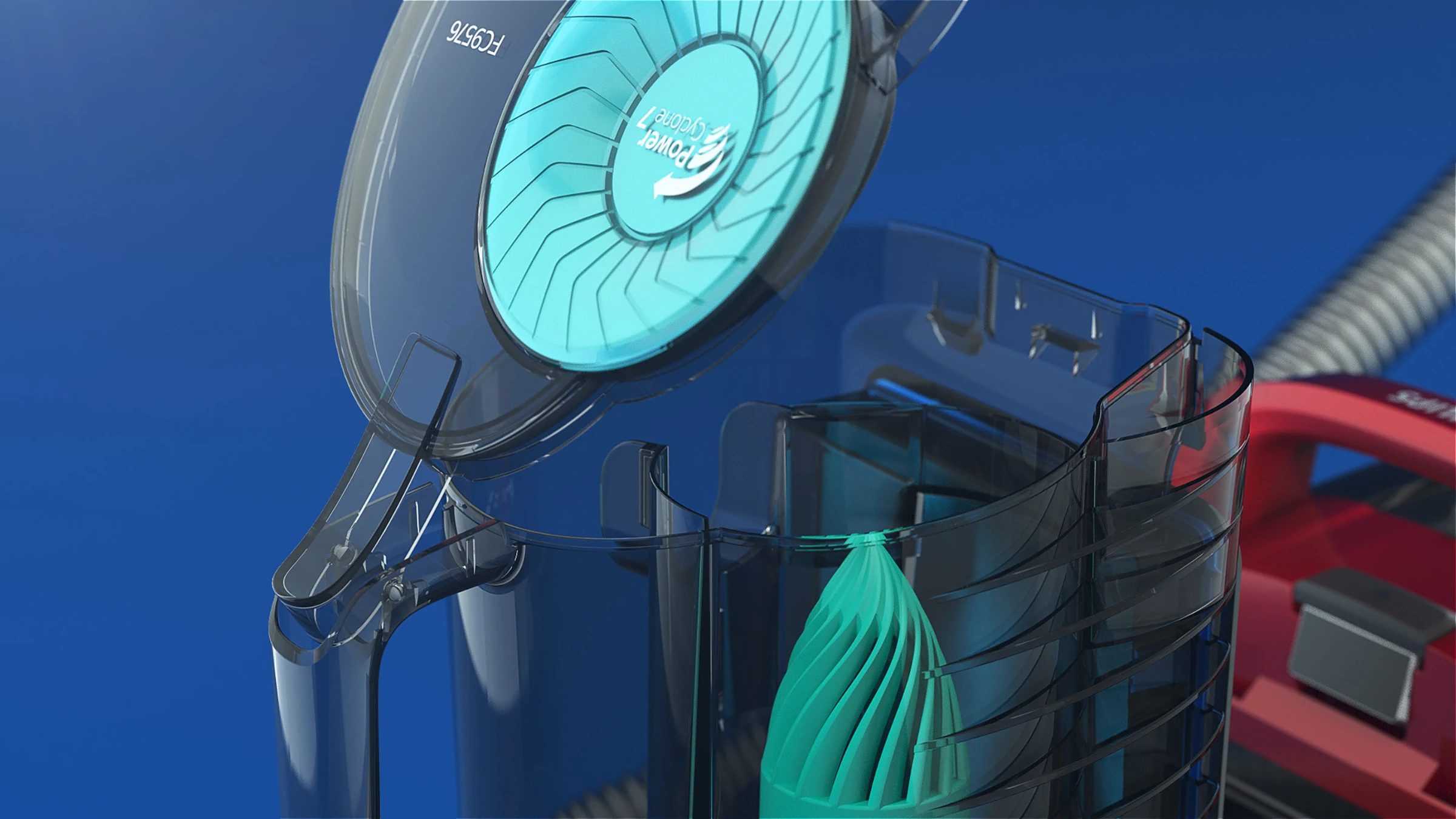 3D render of a Philips PowerCyclone vacuum cleaner